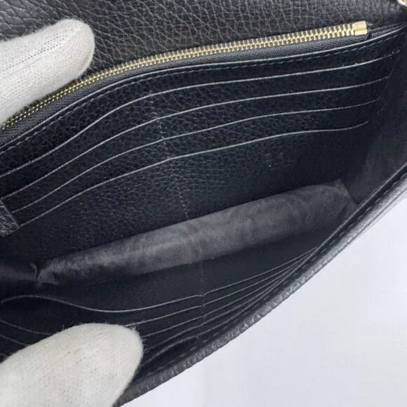 Gucci Interlocking Chain Wallet Black Leather Gold - Picture 7 of 7